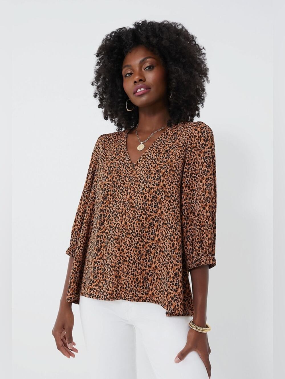Tuckernuck Pomander Place Hollis Top in Leopard Print Size X-Small Officewear